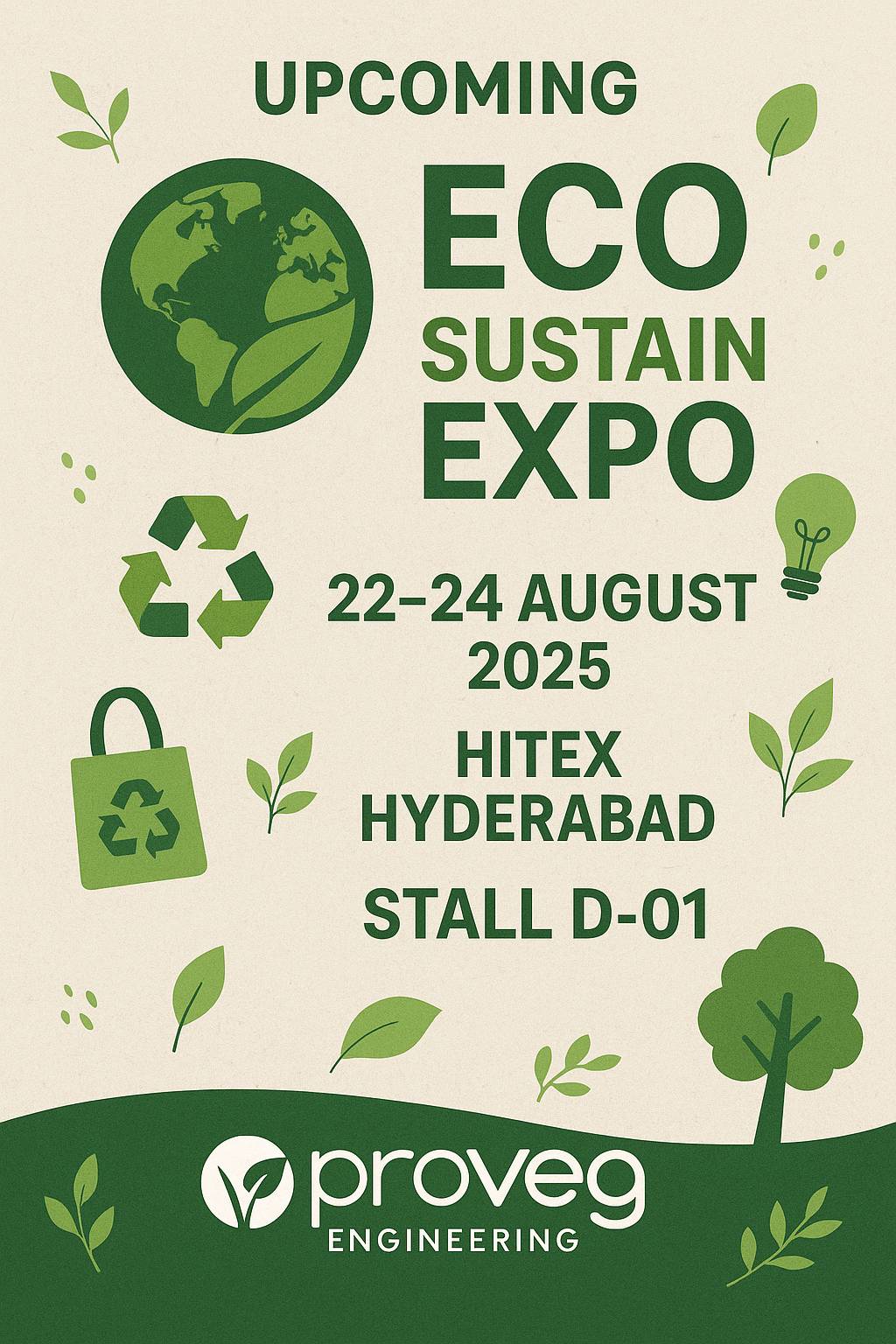 🌍 Proveg Engineering at Eco Sustain Expo 2025 – Hyderabad from date 22-24 August 2025 
